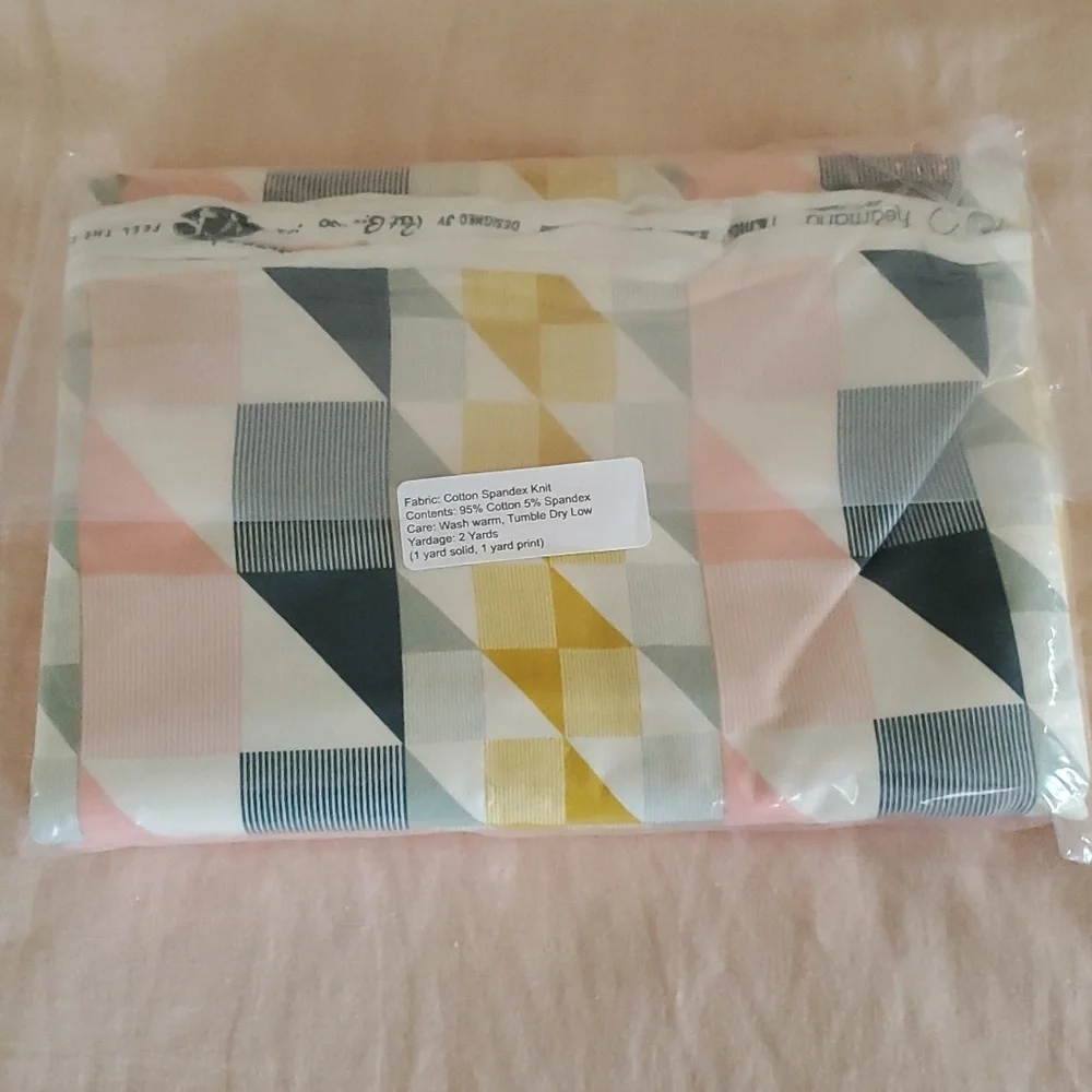 Fabric- 2 Yds total, solid + print - cotton spandex - Picture 1 of 5